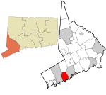 Fairfield County Connecticut incorporated and unincorporated areas Darien highlighted